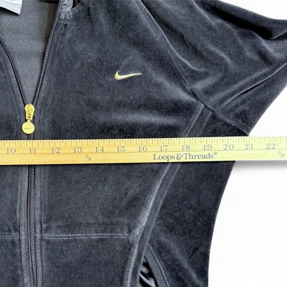 Vintage Y2K Nike Velour Zip Jacket Sz L – Gold Swoosh, Rainbow Tag, Juicy Vibe - Picture 10 of 12